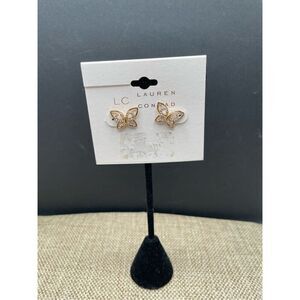 Lauren Conrad Butterfly Gold Tone Earrings Post Style Dainty New